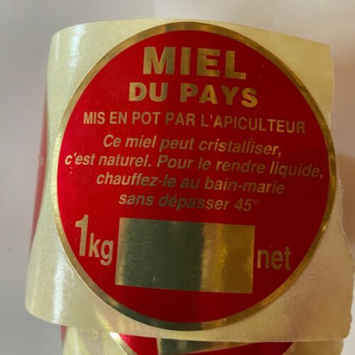 Etiquettes Rouge et Or Fleurs ( Rouleau de 500 ) à l'unité