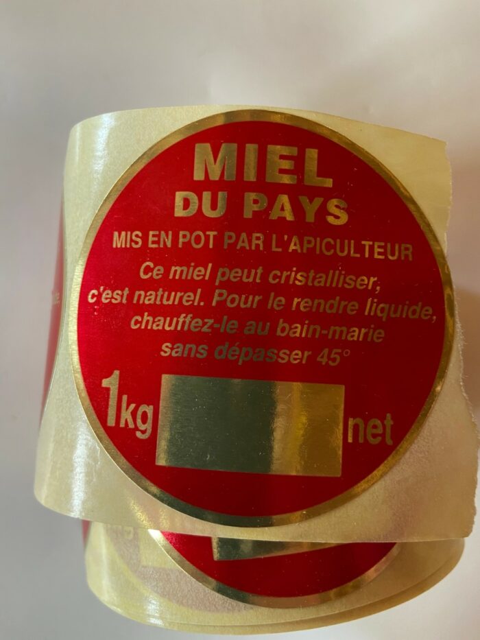 Etiquettes Rouge et Or Fleurs ( Rouleau de 500 ) à l'unité